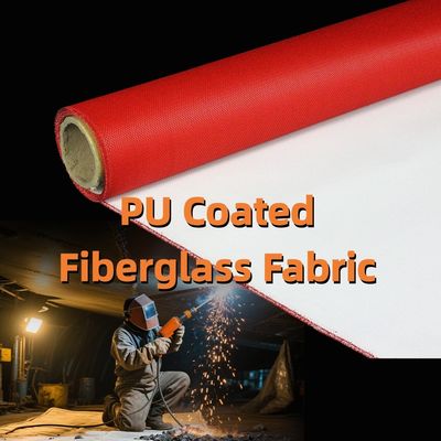Heat Resistant PU Coated Fiberglass Fabric with 460 g/sqm Weight 0.41 mm Thickness and 1m to 1.55m Width Options