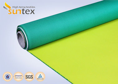 Fiberglass Fire Curtain PU Coated Fiberglass Fabric For Air Distribution System Yellow Green Shade For Welding
