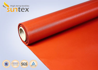 Red Medium Duty Industrial Fire Blanket Roll Material Silicone Coated Fiberglass Fabric