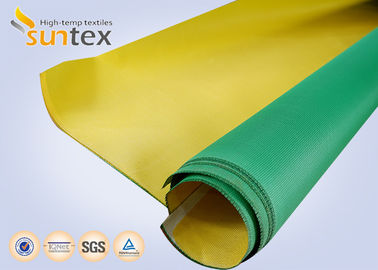 Fiberglass Fire Curtain PU Coated Fiberglass Fabric For Air Distribution System Yellow Green Shade For Welding