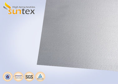 1 Side 0.65mm PU Coated Fiberglass Fabric Silver Grey For Welding Blanket Fireproof Curtains