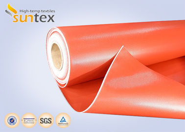 Heat Resistant 550C Thermal Insulation Fabric / Silicone Rubber Coated Fiberglass Cloth 