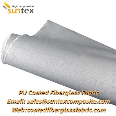 Heat Resistant Fireproof PU Coated Fiberglass Fabric with 550℃ Temperature Resistance and Silver Grey Color