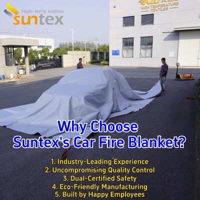 550℃/1000℃ Thermal Resistance Gray EV Car Fire Blanket with Oxygen Deprivation for Fire Pit Mat