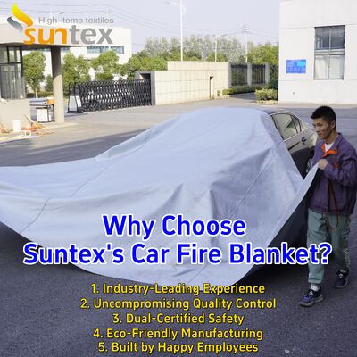 550℃/1000℃ Thermal Resistance Gray EV Car Fire Blanket with Oxygen Deprivation for Fire Pit Mat