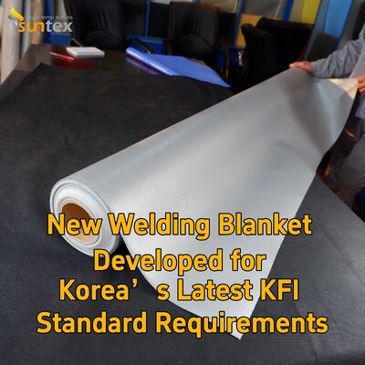 Suntex KFI Certified Grey Silicone Fiberglass Welding Blanket for Korea Market
