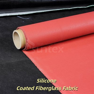 Flexibel met siliconen bekleed glasvezelstof met een breedte van 1 / 1,2 / 1,5 meter en een rollengte van 50 m / 100 m voor toepassing bij hoge temperaturen