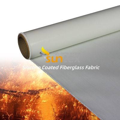 Silicone Coated Fiberglass Fabric with 50 m / 100 m Roll Length Alkali Free Water Repellent Fireproof Cloth