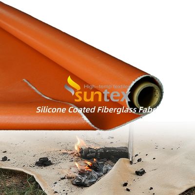 Silicone Coated Fiberglass Fabric with 50 m / 100 m Roll Length Grey Color and Water Repellent Properties