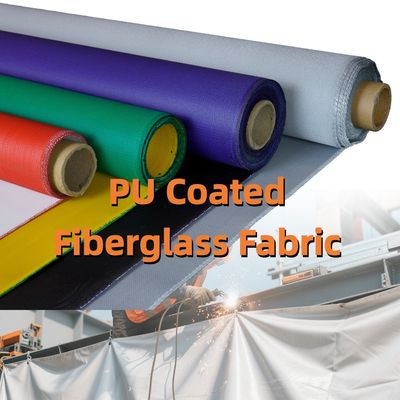 High Temperature Resistant PU Coated Fiberglass Fabric with 1800°C Temperature Resistance 460 g/sqm and 0.41 mm Thickness for Welding Blankets