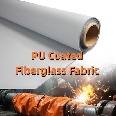 Heat Resistant PU Coated Fiberglass Fabric with 460 g/sqm Weight 0.41 mm Thickness and 1m to 1.55m Width Options