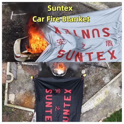 Suntex EV Auto Brandblusdeken met 60 minuten dekking Explosiebeperking en Grijze Kleur voor Lithium-Ion Accubranden