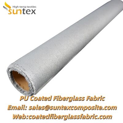 Heat Resistant Fireproof PU Coated Fiberglass Fabric with 550℃ Temperature Resistance and Silver Grey Color
