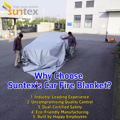 550℃/1000℃ Thermal Resistance Gray EV Car Fire Blanket with Oxygen Deprivation for Fire Pit Mat