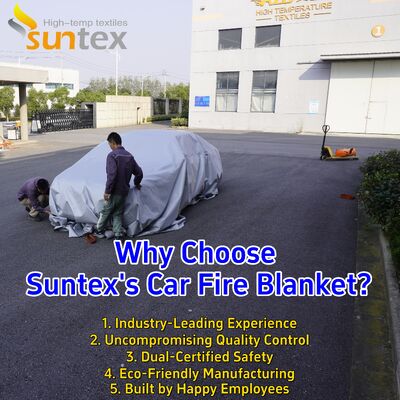550℃/1000℃ Thermal Resistance Gray EV Car Fire Blanket with Oxygen Deprivation for Fire Pit Mat