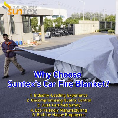 550℃/1000℃ Thermal Resistance Gray EV Car Fire Blanket with Oxygen Deprivation for Fire Pit Mat