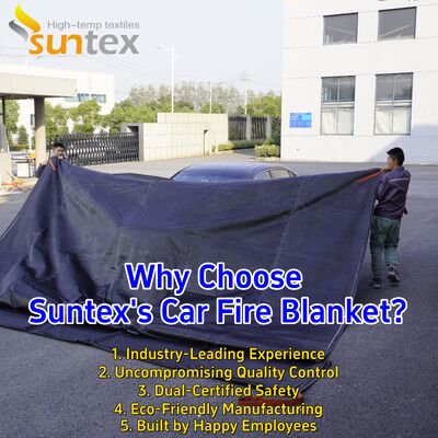 6m X 8m EV Car Fire Blanket with 550℃/1000℃ Thermal Resistance and Oxygen Deprivation for Fire Pit Mat Safety
