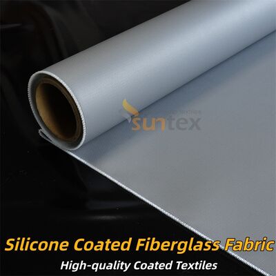 Durable Fire Retardant Silicone Coated Fiberglass Fabric Double Sided Grey Color Curtain Material for Thermal Insulation Applications