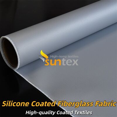 Fire Retardant Silicone Coated Fiberglass Fabric Grey Double Sided Glass Fabric Suitable for Thermal Insulation and Flame Resistant Curtains