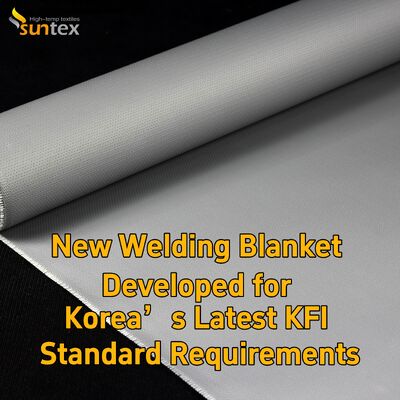 Suntex KFI Certified Grey Silicone Fiberglass Welding Blanket for Korea Market