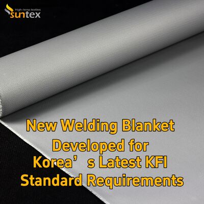 Suntex KFI Certified Grey Silicone Fiberglass Welding Blanket for Korea Market
